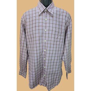 Peter Millar Mens Purple Plaid Button-Up Shirt Large